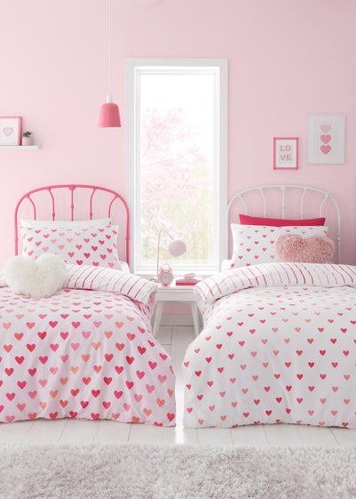 Catherine Lansfield So Soft Hearts and Stripes Duvet Cover Set Two Pack