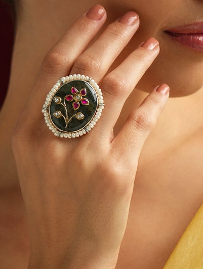 Women Multicolour Adjustable Silver Ring