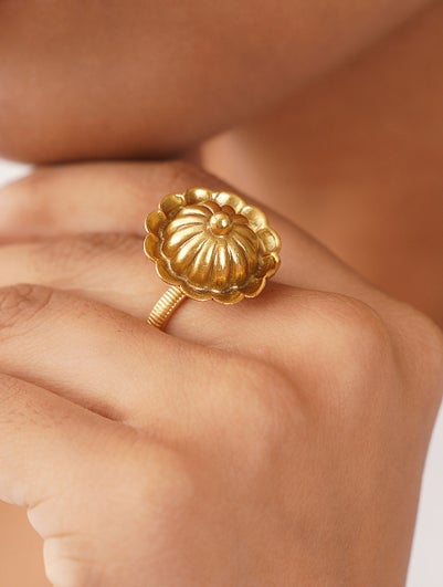 Women Gold Adjustable Gold Plated Silver Ring