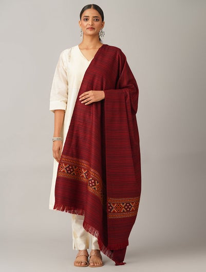 Women Multicolour Kalamkari Wool Shawl