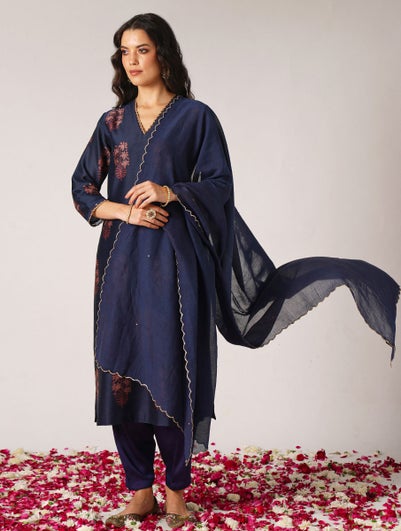 Women Purple Cotton Silk Collection Dupatta