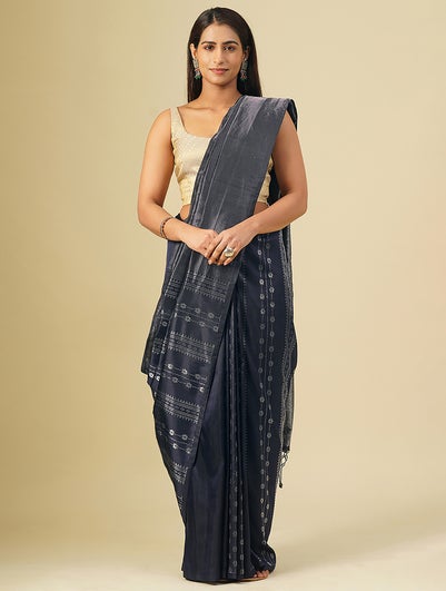 Women Grey Handwoven Silk Saree