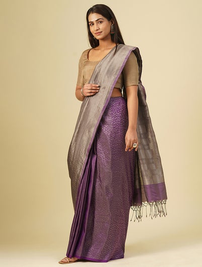 Women Grey Handwoven Silk Saree