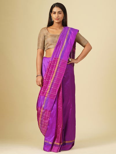 Women Pink Handwoven Silk Saree