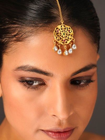 Women Gold Tone Jadau Mangtikka