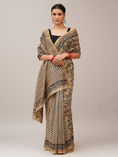 Women Natural Cotton Silk Kalamkari Saree