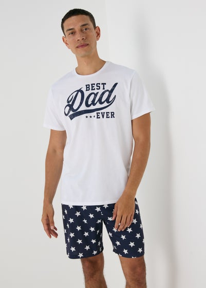 White Best Dad Ever Pyjama Short Set