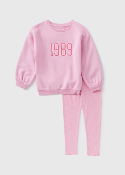 Girls Light Pink 1989 Sweatshirt & Leggings Set (1-7yrs) - 1 to 1 half years