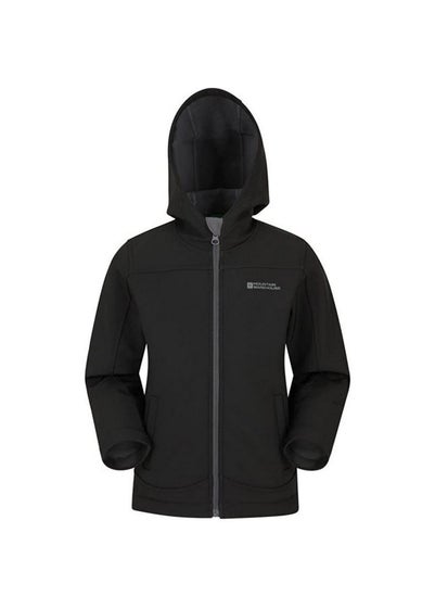 Mountain Warehouse Kids Black Exodus Water Resistant Soft Shell Jacket (3-8yrs)