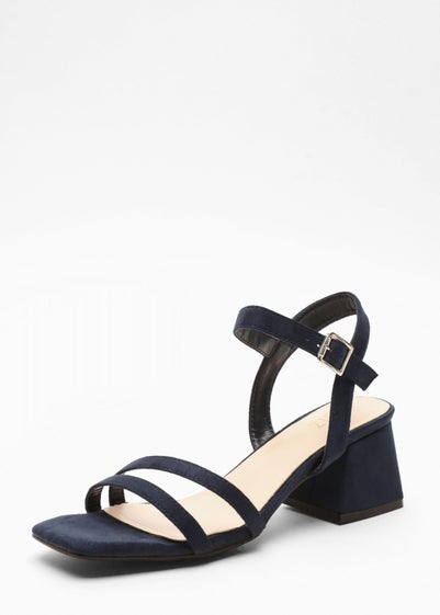 Quiz Navy Asymmetric Low Block Heel Sandals