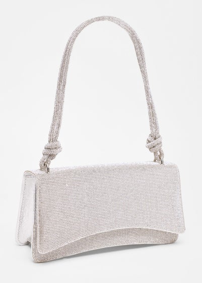 Quiz Silver Diamante Shoulder Bag