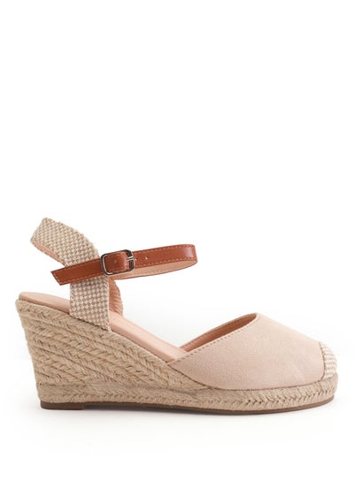 Where's That From Beige Suede Blakely Low Wedge Espadrille Sandals