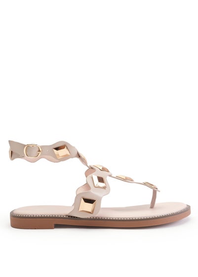 Where's That From Nude Pu Sharyn Toe Post Sandals