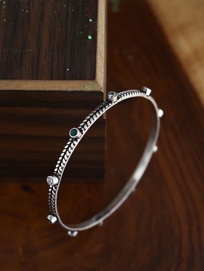 Women Tribal Silver Bangle - 2/4