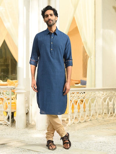 Men Beige Brown Cotton Full Length Churidar - S