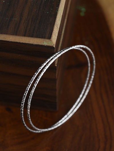 Women Silver Non Adjustable Silver Bangles - 2/4