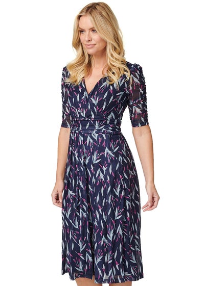 Izabel London Navy Floral Midi Dress