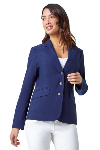 Roman Navy Button Detail Stretch Blazer