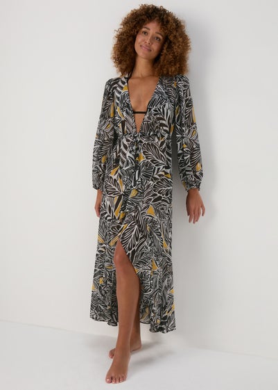 Et Vous Black Palm Printed Kaftan