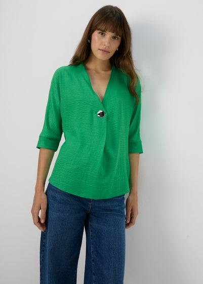 Green Button Detail Blouse