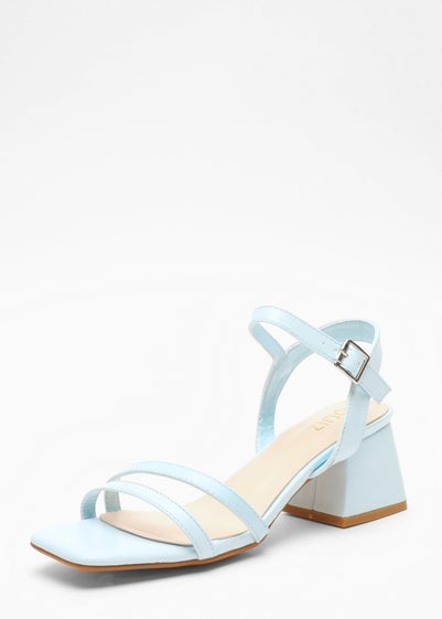 Quiz Blue Faux Leather Block Heel Sandal