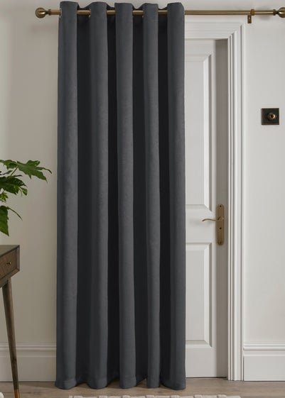 Fusion Strata Dimout Grey Eyelet Single Panel Door Curtain