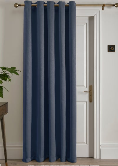 Fusion Strata Dimout Navy Eyelet Single Panel Door Curtain