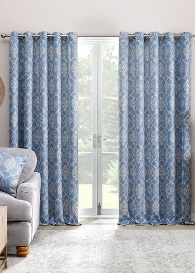 Dreams & Drapes Vivianna Dimout Blue Eyelet Curtains