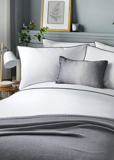 Serene Pom Pom Grey Duvet Cover Set