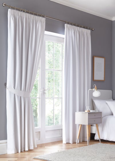 Fusion Dijon Blackout White Pencil Pleat Curtains