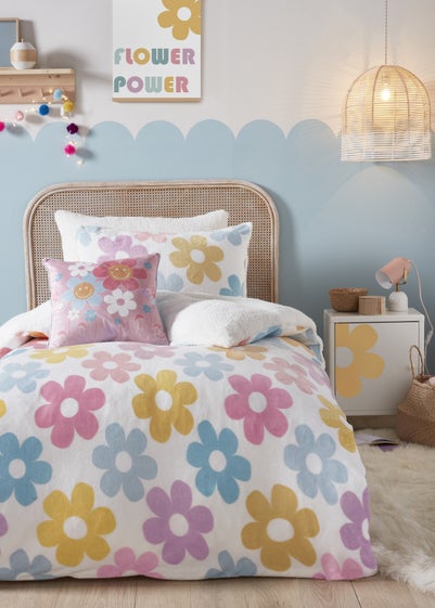 Bedlam Retro Flower White Duvet Cover Set