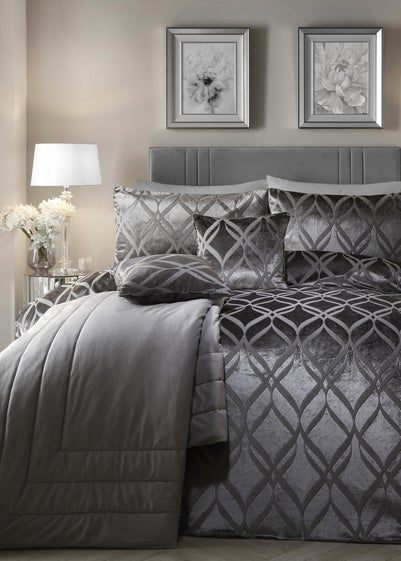 Soiree Belfort Velvet Grey Duvet Cover Set