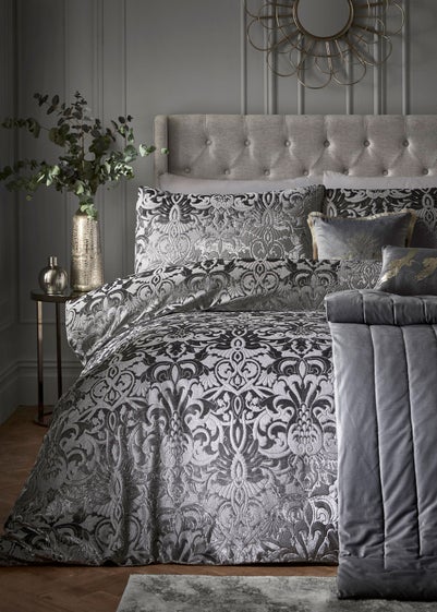 Laurence Llewelyn-Bowen Firenza Velvet Grey Duvet Cover Set