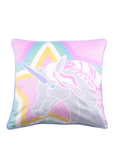 Bedlam Unicorn Velvet Pink Filled Cushion (43cm x 43cm)