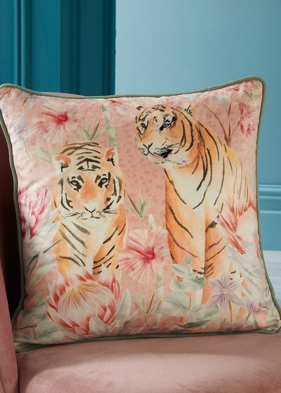 Soiree Tropical Leopard Pink Filled Cushion (43cm x 43cm)