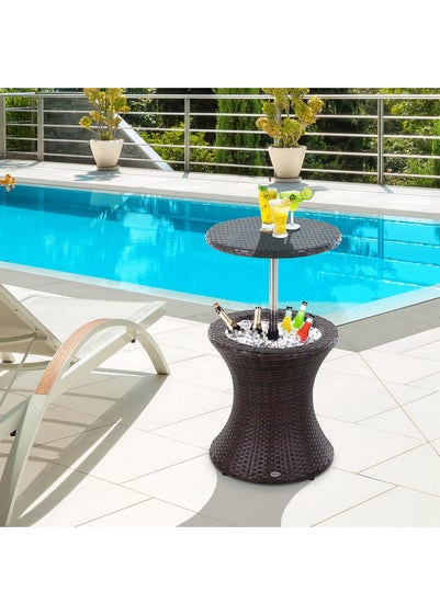 Outsunny Rattan Ice Bucket Activity Bar Cooler Table