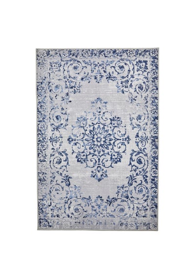 Dreams & Drapes Design Faraday Blue Washable Rug