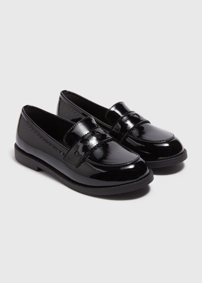 Girls Black Heart School Loafers (Younger 10-Older 5)