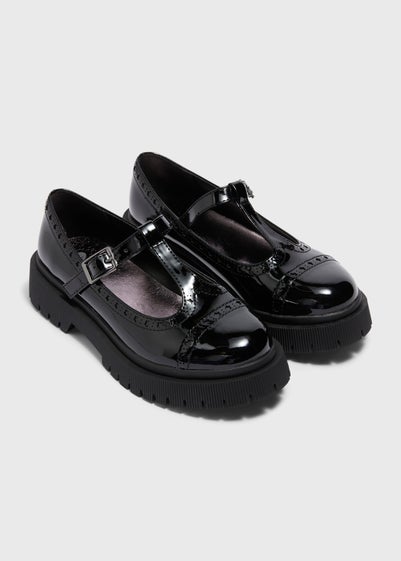 Girls Black School T-Bar Shoes (Younger 10-Older 5)