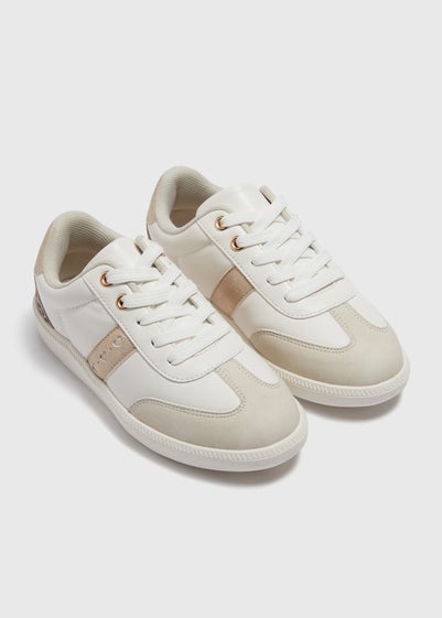 Girls White Panel Trainers (Younger 10-Older 5)