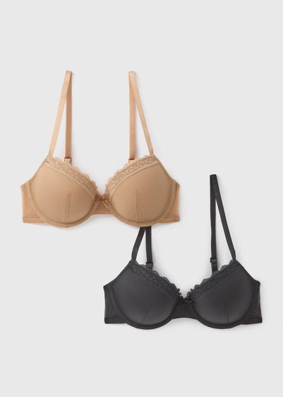 2 Pack Nude & Black T-Shirt Bras