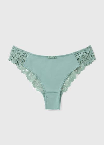 Green Lace Detail Brazilian Knickers