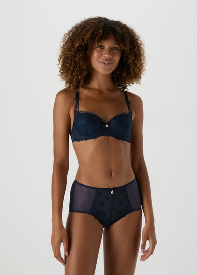 Navy Embroidered Midi Knickers