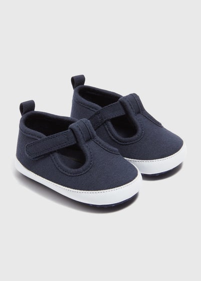 Baby Navy Canvas T-Bar Shoes (Newborn-18mths)