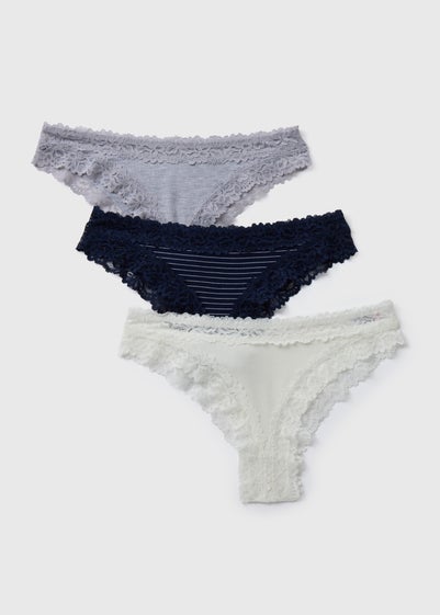 3 Pack Lace Brazilian Knickers