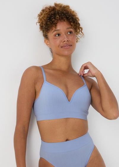 2 Pack Seamless Blue & Cream Bralettes