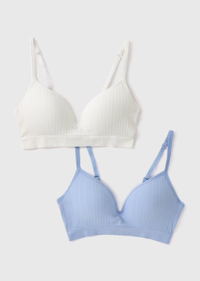 2 Pack Seamless Blue & Cream Bralettes