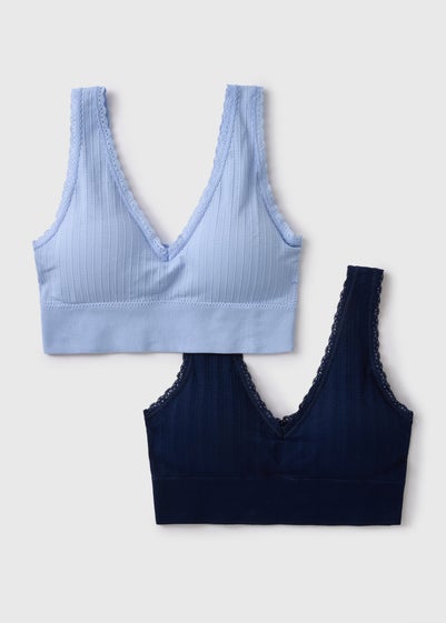 2 Pack Blue Seamless Padded Crop Bra