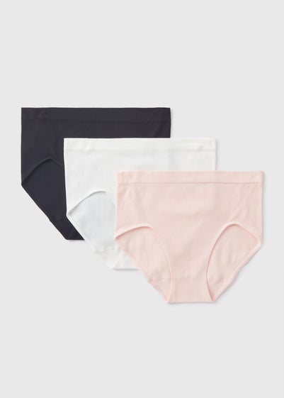 3 Pack Seamless Multicolour Ribbed Full Briefs