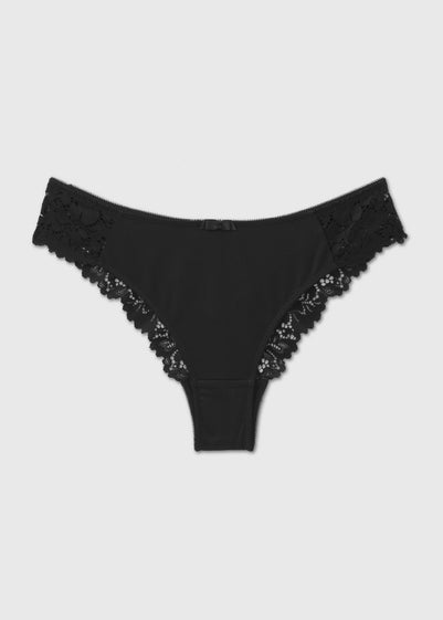 Black Lace Detail Brazilian Knickers